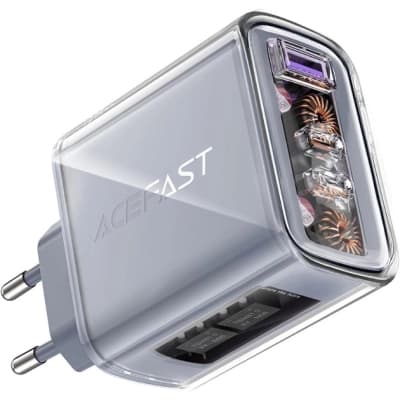 Зарядний пристрій Acefast 3xUSB 65W (2xUSB-C+USB-A) Gan A45 Fast Charger Mountain mist (6974316282099)