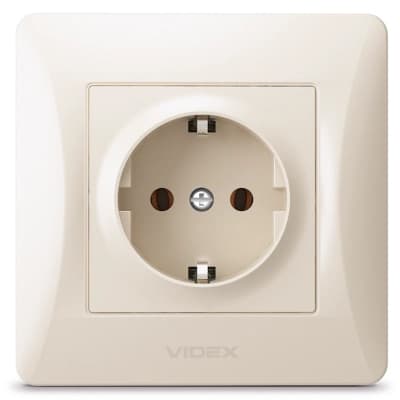Розетка Videx BINERA 1ая із заземленням кремова (VF-BNSK1G-CR)