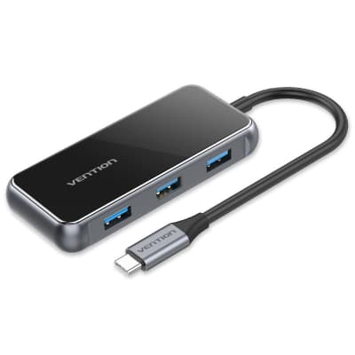 Концентратор VENTION USB 3.1 Type-C to HDMI 4K60Hz/USB 3.0х3/RJ45/PD 87W 6-in-1 Mirrored Surface (TFFHB)
