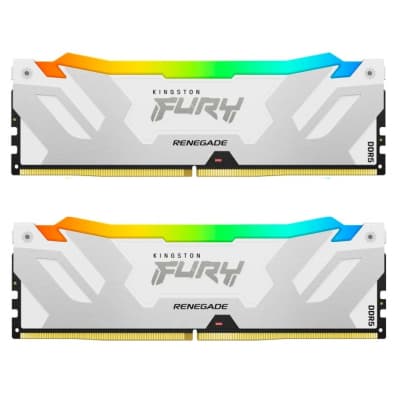 Модуль пам'яті для комп'ютера DDR5 48GB (2x24GB) 8400 MHz Renegade RGB White/Silver Kingston Fury (ex.HyperX) (KF584CU40RWAK2-48)