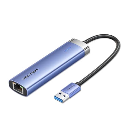 Концентратор VENTION USB 3.0 to USB 3.0x3/RJ45/Type-C Hub Blue Aluminum Alloy 5-in-1 (TGFSB)
