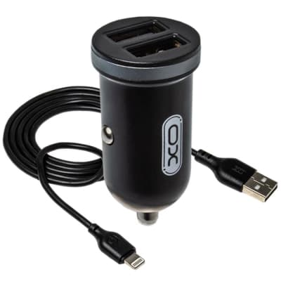 Зарядний пристрій XO 2xUSB 2.1A + cable USB to Lightning black (TZ08-L-BK)