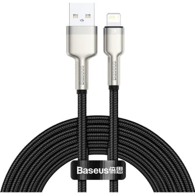 Дата кабель USB 2.0 AM to Lightning 2.0m 2.4A metal black Baseus (CALJK-B01)