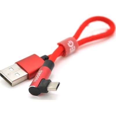 Дата кабель USB 2.0 AM to Micro 5P 0.2m 2.4A black VEGGIEG (YT-UA-20R)