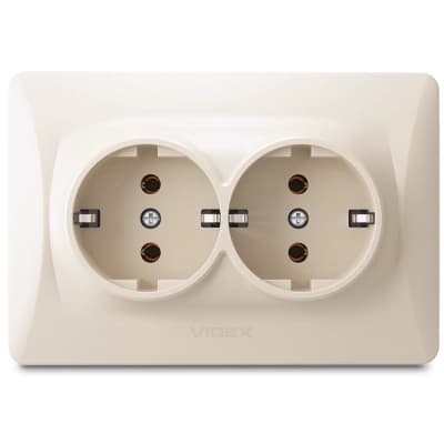 Розетка Videx BINERA 2ая із заземленням кремова (VF-BNSK2G-CR)