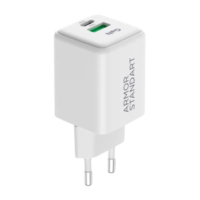 Зарядний пристрій Armorstandart AR371 30W GaN Type-C + USB White (ARM77549)