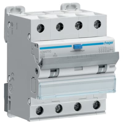 Диференціальний автоматичний вимикач Hager 4-п. 25A C 30mA (6kA) A (B) (ADM475C)