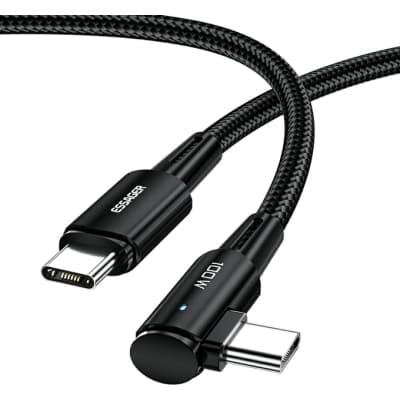 Дата кабель USB-C to USB-C 3.0m 100W 90° corner black Essager (EXCTT1-CGWTC01)