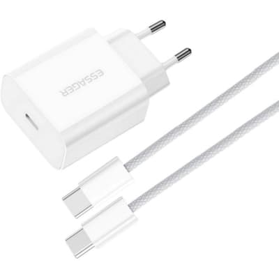 Зарядний пристрій Essager USB-C PD20W + cable USB-C to USB-C white (EFJB02-JSTT2-T)