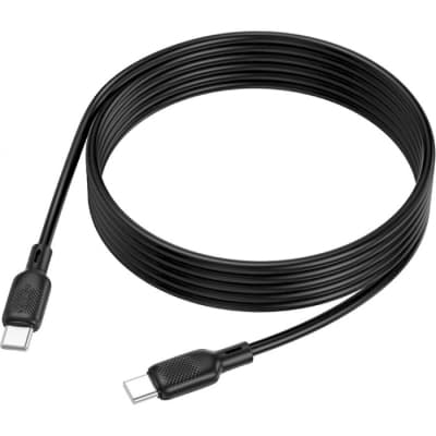 Дата кабель USB-C to USB-C 2.0m 60W Lenny silicone BX113 black BOROFONE (6941991115516)