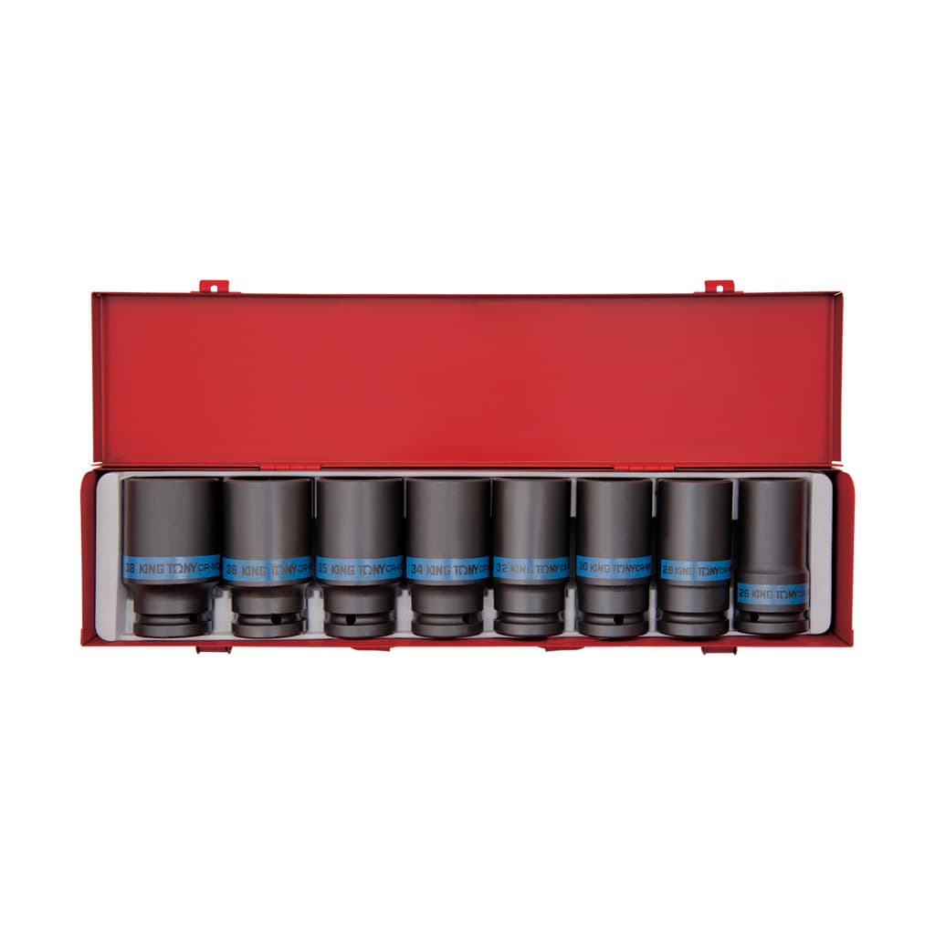 Набір торцевих головок KING TONY 3/4" ударних подовжених 8 шт. 26 - 38 мм (6410MP)