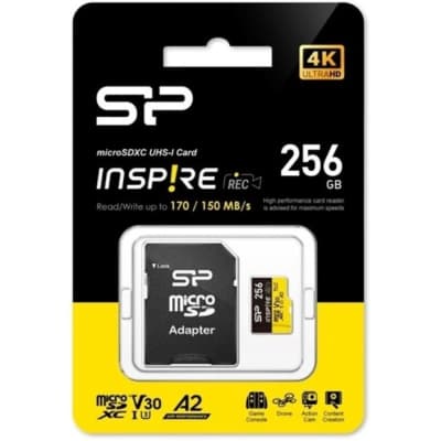 Карта пам'яті Silicon Power 256GB microSDXC class 10 UHS-I U3 V30 A1 Inspire (SP256GBSTXLA2V1NSP)