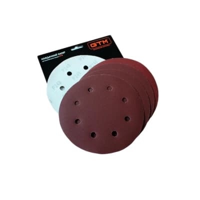 Наждачний папір GTM круг з отворами 180мм Р-80, липучка, 5шт. (SZS180L P80)