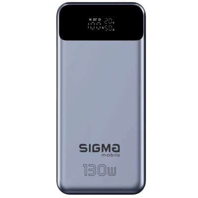 Батарея універсальна Sigma X-power SI30A7QLX 30000mAh, PD/130W, LED, cable 100w, silver (4827798479117)
