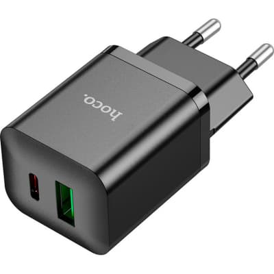 Зарядний пристрій HOCO N28 Founder 1xUSB-C PD20W + 1xUSB QC3.0 Black (6931474783509)