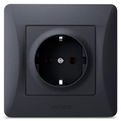 Розетка Videx BINERA 1ая із заземленням черн (VF-BNSK1G-BG)