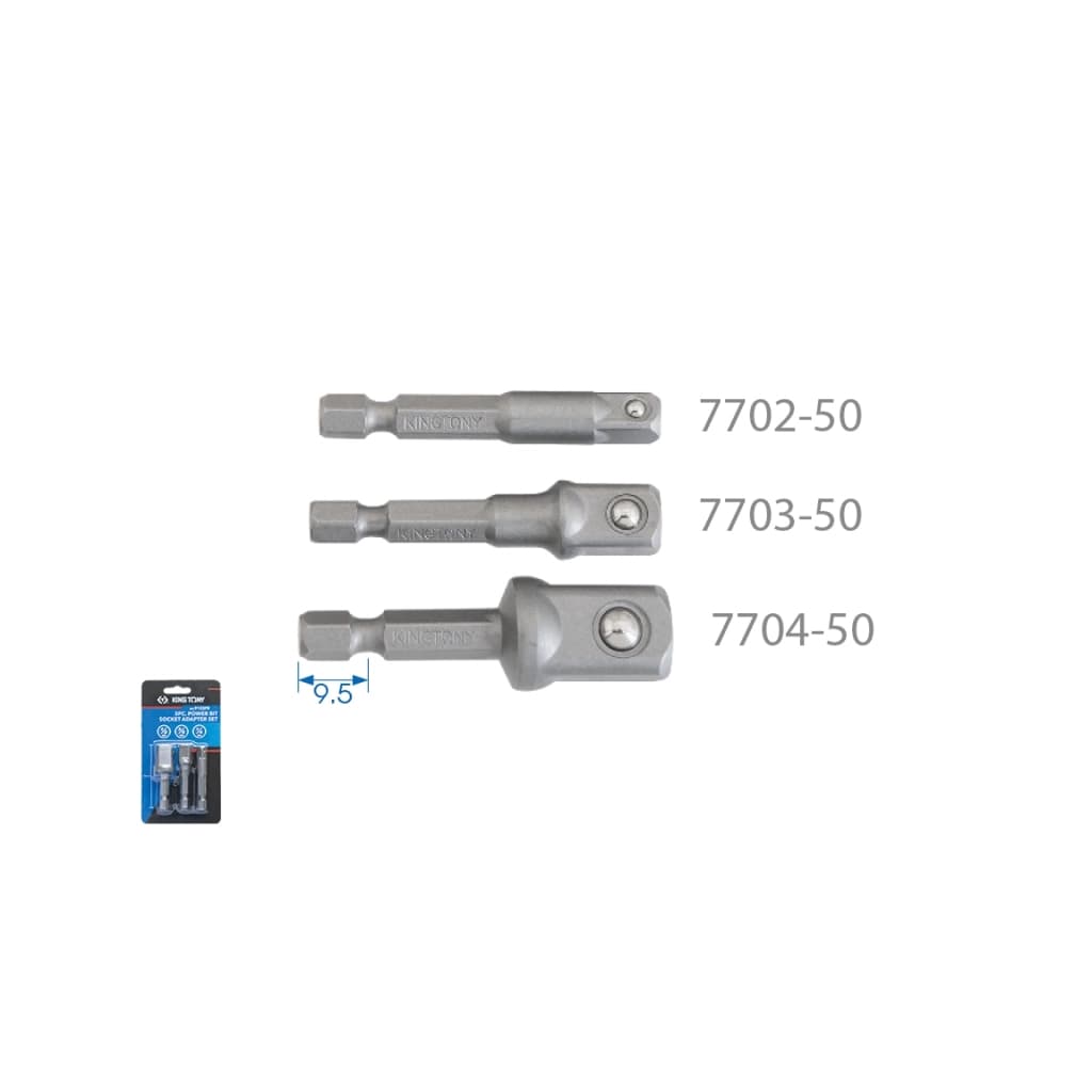 Адаптер для інструменту KING TONY набір 1/4", 3/8", 1/2" (9103PR)