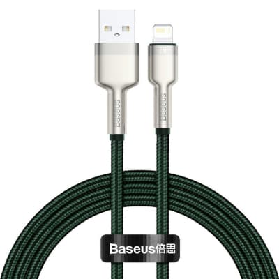 Дата кабель USB 2.0 AM to Lightning 2.0m 2.4A metal green Baseus (CALJK-B06)