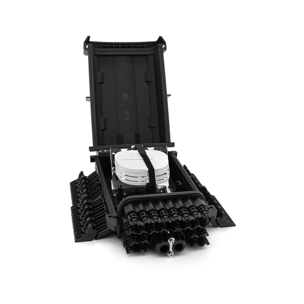 Муфта оптична Merlion 2 вводи, до 4-х касет, до 96 зварок, матеріал ABS (ML-OP-F205)