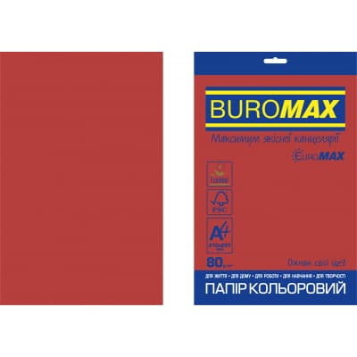 Папір Buromax А4, 80g, INTENSIVE red, 20sh, EUROMAX (BM.2721320E-05)