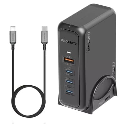 Зарядний пристрій Promate 3xUSB-C + USB-A (ganport-140w.black)