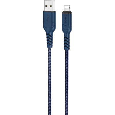 Дата кабель USB 2.0 AM to Lightning 1.0m 2.4A nylon X59 blue HOCO (6931474744883)