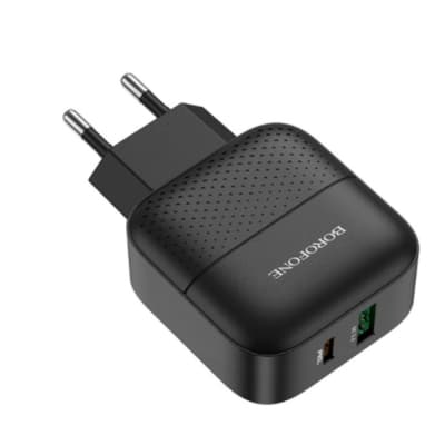 Зарядний пристрій BOROFONE BA46A Premium 1xUSB-C PD + 1xUSB QC3.0 18W Black (6931474727336)