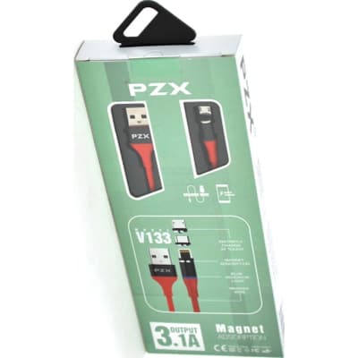 Дата кабель USB 2.0 AM to Micro 5P 1.0m magnetic 3.1A red PZX (V133-R-MC)