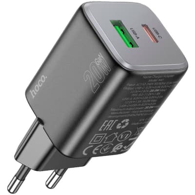 Зарядний пристрій HOCO N41 Almighty 1xUSB-C PD20W + 1xUSB QC3.0 Black (6942007617024)