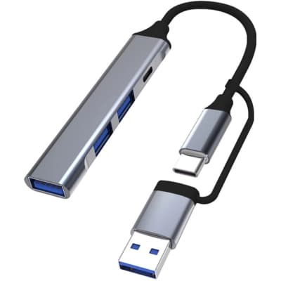 Концентратор Dynamode USB Type-C + USB-A to 1хUSB-C 3.0 1хUSB-A 3.0 2xUSB-A 2.0 dark grey (DM-UH-314AC)