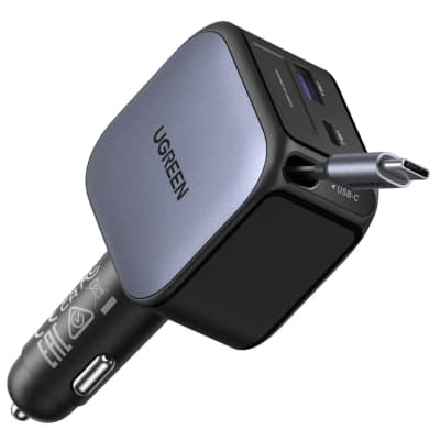 Зарядний пристрій Ugreen Car charger USB-C PD90W + cable USB-C to USB-C retractable (55909B)