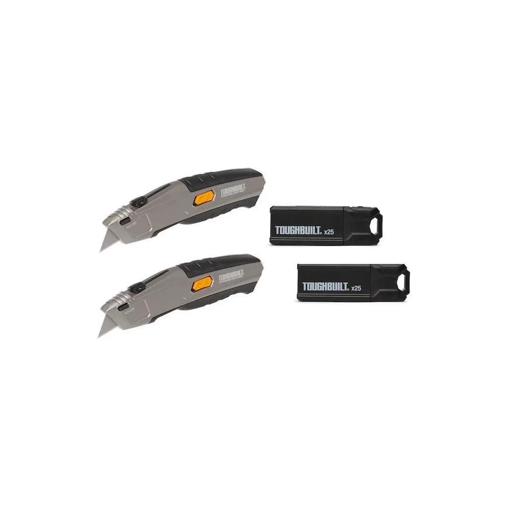 Ніж монтажний ToughBuilt висувний 2 шт, з комплектом 50 лез (TB-H4S52-20)