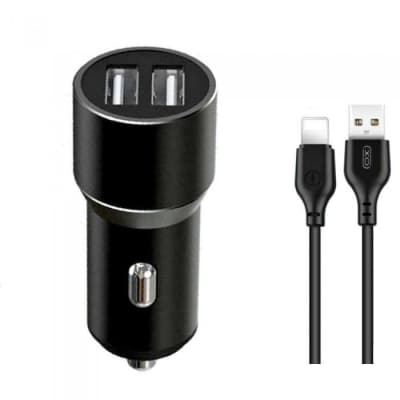 Зарядний пристрій XO TZ09 2.4A/2 USB + cable lightning Black (XO-TZ09L-BK)