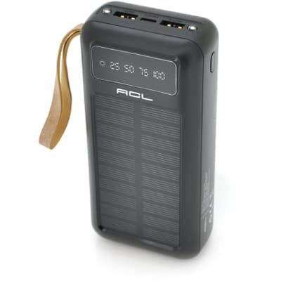 Батарея універсальна ACL 30000mAh, SOLAR, Type-C/Lighting/Micro/USB, Black (PW-61B)