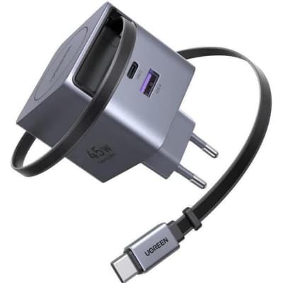 Зарядний пристрій Ugreen USB-C PD45W GaN + cable USB-C to USB-C retractable (65822)