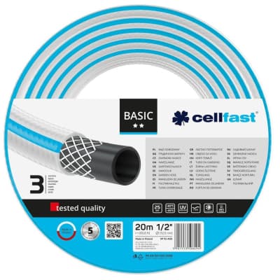 Шланг для поливу Cellfast BASIC, 1/2", 20м, 3 шари, до 25 Бар, -20…+60°C (10-400)