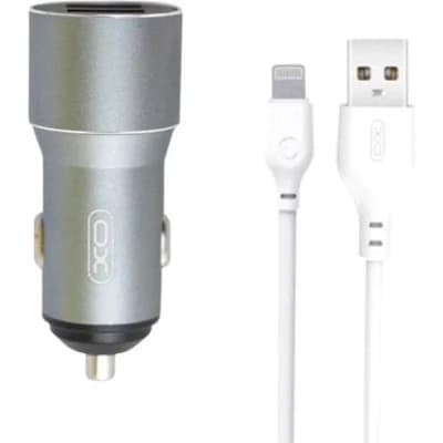 Зарядний пристрій XO TZ09 2.4A/2 USB + cable lightning Grey (XO-TZ09L-GR)