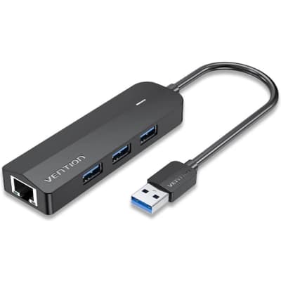 Концентратор VENTION USB 3.0 to 3xUSB 3.0 + RJ45 1000Mbps 0.15m black (CHNBB)