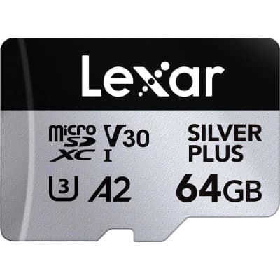 Карта пам'яті Lexar 64GB microSDXC class 10 UHS-I U3 V30 A2 Professional Silver (LMSSIPL064G-BNANG)