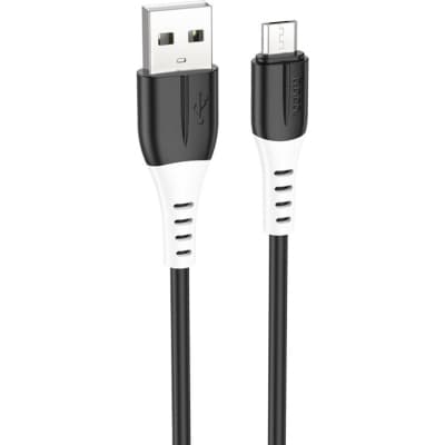 Дата кабель USB 2.0 AM to Micro 5P 1.0m 2.4A silicone X82 black HOCO (6931474768551)