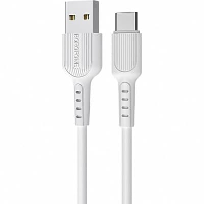 Дата кабель USB 2.0 AM to USB-C 1.0m 2A PVC BX16 white BOROFONE (6957531099468)