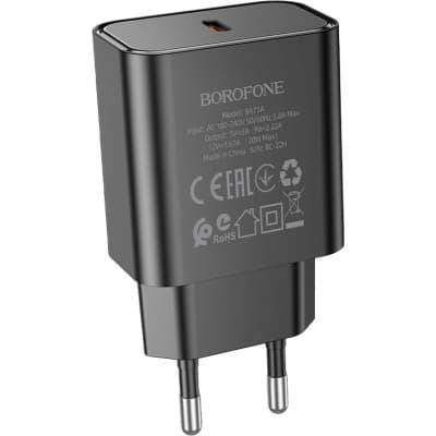 Зарядний пристрій BOROFONE BA71A Power USB-C PD20W Black (6974443387957)