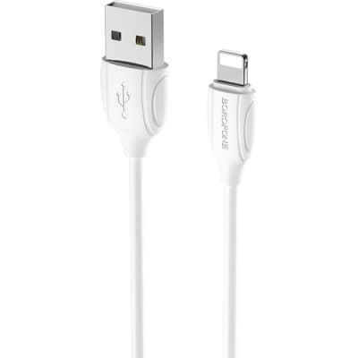 Дата кабель USB 2.0 AM to Lightning 1.0m 2.4A PVC BX19 white BOROFONE (6931474701763)
