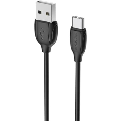 Дата кабель USB 2.0 AM to USB-C 1.0m 3A PVC BX19 black BOROFONE (6931474701794)