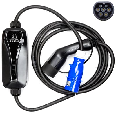Зарядний пристрій для електромобіля HiSmart Type 2-CEE, 6-32A, 7.2кВт, 1 фазний, 5м (EV200047)