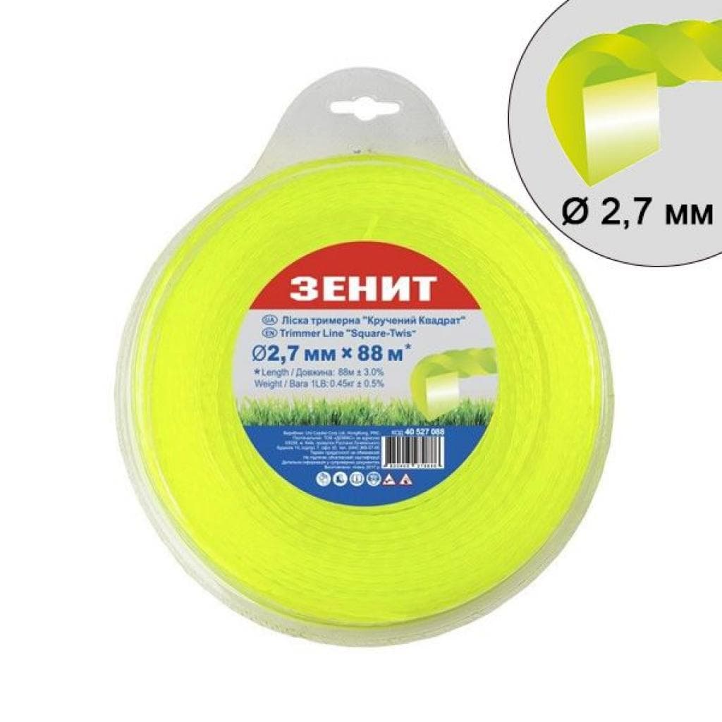 Жилка косильна Зеніт плетена "Кручений квадрат" 2,7 мм х 88 м (40527088)