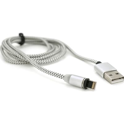 Дата кабель USB 2.0 to Lightning 1.0m 2A magnetic nylon silver Ninja (YT-NAMC-L/S/13109)