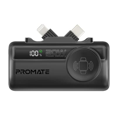 Батарея універсальна Promate 5000mAh PD/20W, Apple Watch charging (powerup-trio.black)