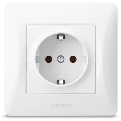 Розетка Videx BINERA 1ая із заземленням (VF-BNSK1G-W)