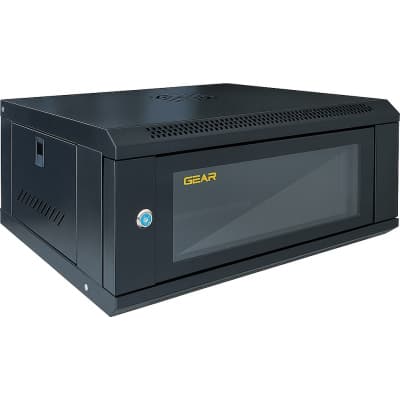 Шафа настінна GEAR 4U 19" 600x450x280 мм, + полка 19", black (GWMSN-4U-600-450)